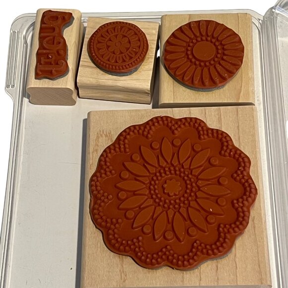 Friendly Flowers Stampin Up! Rubber Stamps Set Of 4 With Floral & Friend Design - Picture 3 of 3